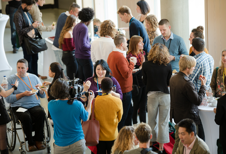 People chatting conference